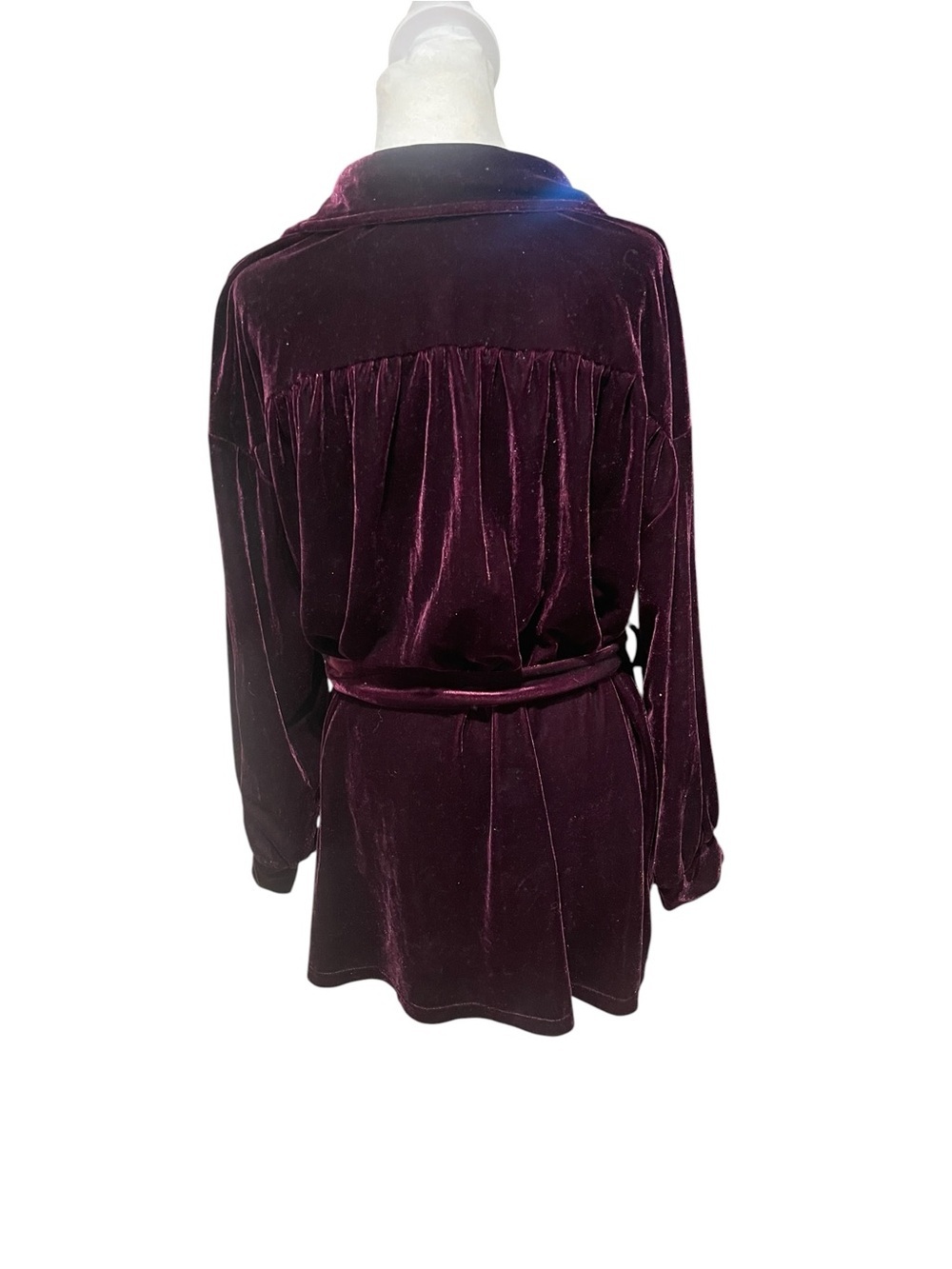 1X Purple Velvet Button Down Blouse Dark Academia Romantic Chic Top - Picture 3 of 6